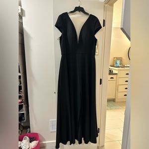 Brand New black Jenny Yoo dress with nude mesh detail. Size 19.